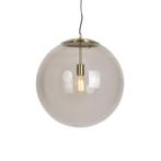 +Moderne hanglamp messing met smoke glas 50 cm - Ball, Nieuw, Glas, Modern, 75 cm of meer