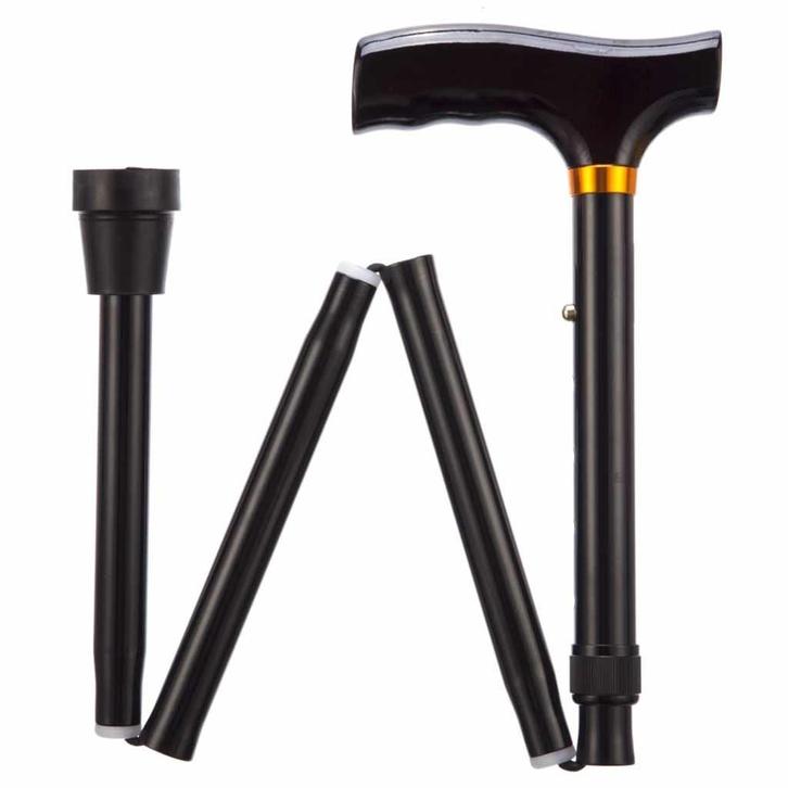 Opvouwbare wandelstok - Zwart (Wandelstokken, Mobiliteit), Diversen, Braces, Nieuw, Ophalen of Verzenden