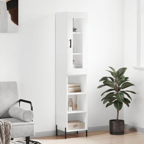 vidaXL buffetkast 34,5x34x180 cm bewerkt hout wit, Huis en Inrichting, Kasten | Buffetkasten, 25 tot 50 cm, Nieuw, Overige houtsoorten