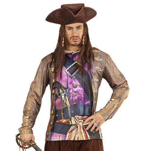 Piraat Shirt Bruin Heren, Kleding | Heren, Carnavalskleding en Feestkleding, Nieuw, Verzenden