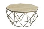 Salontafel DIAMOND 70cm rek ijzer messing top travertijn -, Huis en Inrichting, Ophalen of Verzenden, Nieuw