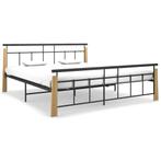 vidaXL Bedframe metaal en massief eikenhout 180x200 cm, Eenpersoons, Verzenden, Zwart, Nieuw