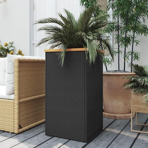 vidaXL Plantenbak 40x40x80 cm poly rattan zwart, Tuin en Terras, Bloembakken en Plantenbakken, Minder dan 60 cm, Nieuw, Kunststof