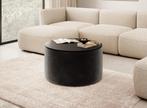 Meubella salontafel Marcio rond zwart velvet poef met blad, Huis en Inrichting, Tafels | Salontafels, 50 tot 100 cm, Verzenden