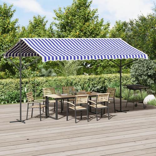 vidaXL Luifel vrijstaand 400x300 cm stof en staal blauw en, Tuin en Terras, Zonneschermen, Nieuw, Verzenden