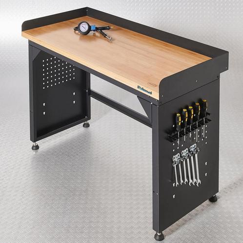 Datona Werkbank PRO - eiken werkblad - 150 cm - zwart -, Doe-het-zelf en Verbouw, Werkbanken, Nieuw, Ophalen of Verzenden