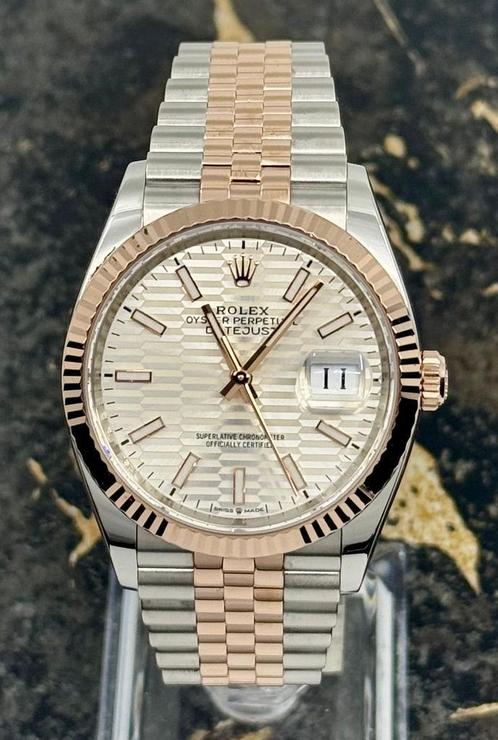 Rolex Datejust 36 - Motif Dial - Rose/Steel - 126231, Sieraden, Tassen en Uiterlijk, Horloges | Heren, Goud, Zo goed als nieuw