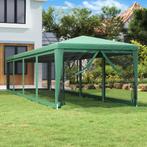 vidaXL Partytent met 10 mesh zijwanden 3x12 m HDPE groen, Tuin en Terras, Verzenden, Nieuw, Partytent