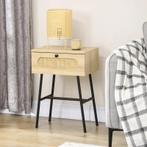 Bijzettafel Met Lade, Rotan Decor, Natuurlijke Houtlook, 45, Huis en Inrichting, Nieuw, Verzenden