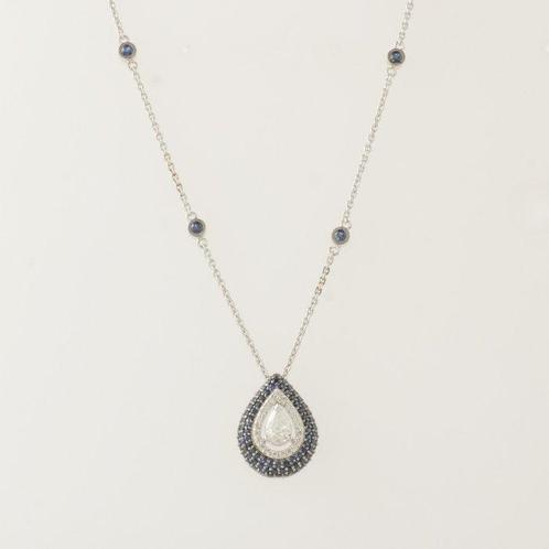 Halsketting - 14 karaat Witgoud - 1.41ct. tw. Diamant, Sieraden, Tassen en Uiterlijk, Kettingen