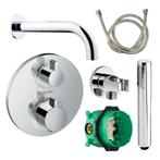 Badkraanset Hansgrohe Ecostat Rond met Handdouche Chroom, Ophalen of Verzenden, Nieuw, Chroom, Kraan