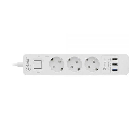 InLine stekkerdoos met 3 contacten en 3x USB -, Doe-het-zelf en Verbouw, Elektra en Kabels, Ophalen of Verzenden