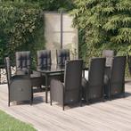 vidaXL 9-delige Tuinset poly rattan zwart, Verzenden, Nieuw, Rotan, Tuinset