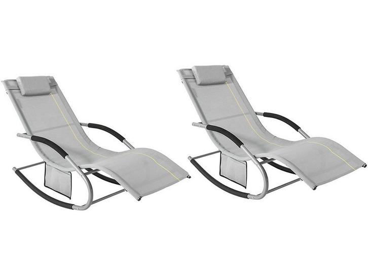 SoBuy OGS28-HGx2 - Tuinstoel - Grijze Schommelstoel met, Huis en Inrichting, Woonaccessoires | Overige, Nieuw, Verzenden