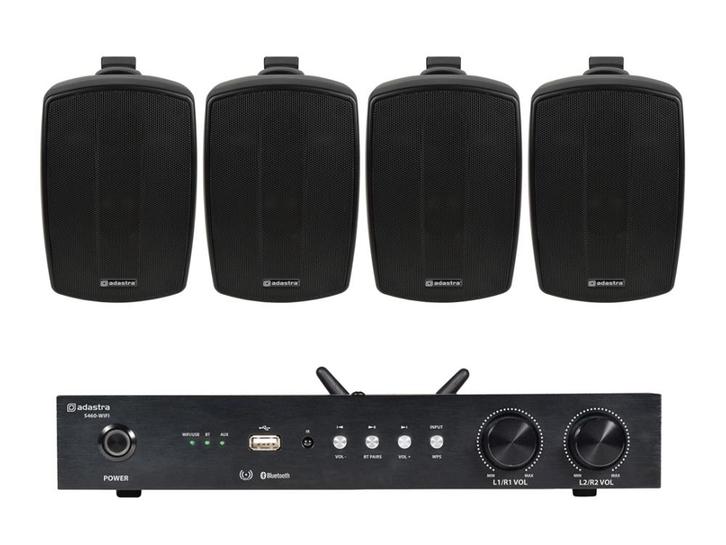 Opbouw Set Met WiFi-LAN Versterker En 4 Zwarte Opbouw, Audio, Tv en Foto, Versterkers en Receivers, Nieuw, Overige merken, Verzenden