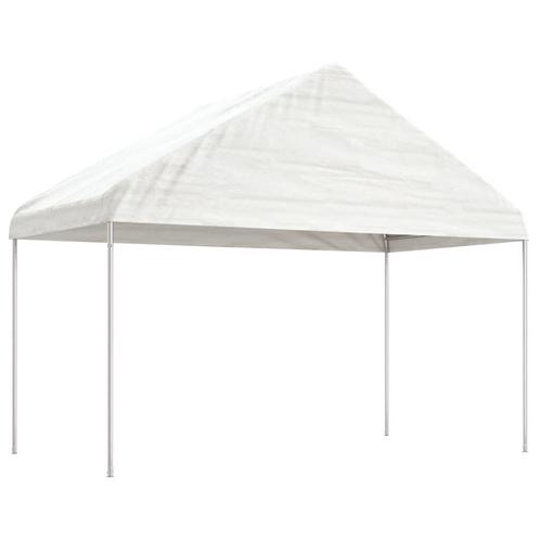 vidaXL Prieel met dak 4,08x2,23x3,22 m polyetheen wit, Tuin en Terras, Partytenten, Nieuw, Verzenden