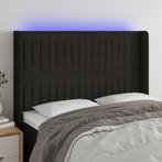 vidaXL Hoofdbord LED 147x16x118/128 cm stof zwart, Verzenden, Nieuw, Zwart, Stof