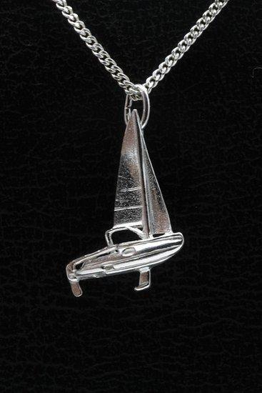 Zilveren Zeilboot ketting hanger - kajuit, Sieraden, Tassen en Uiterlijk, Kettinghangers, Verzenden