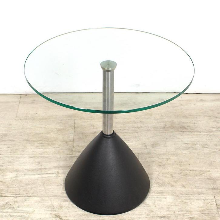 Cascando Cobalt ontvangsttafel, glas-metaal, Ø50cm, Zakelijke goederen, Kantoor en Winkelinrichting | Kantoormeubilair en Inrichting