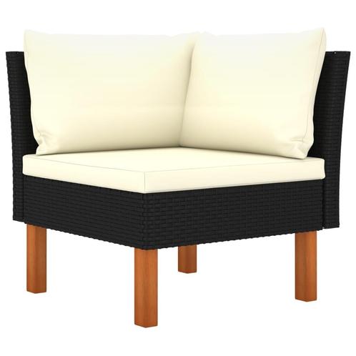 vidaXL Hoekbank poly rattan en massief eucalyptushout, Tuin en Terras, Tuinsets en Loungesets, Nieuw, Rotan, Verzenden