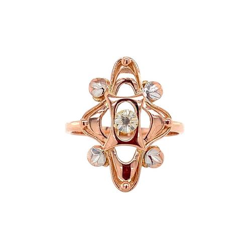 Roségouden vintage ring met diamant 14 krt, Sieraden, Tassen en Uiterlijk, Ringen, Nieuw, Ophalen of Verzenden