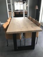 Set van 6 leren kuip eetkamerstoelen - met wieltjes - bruin, Huis en Inrichting, Stoelen, Overige kleuren, Nieuw, Leer, Ophalen of Verzenden