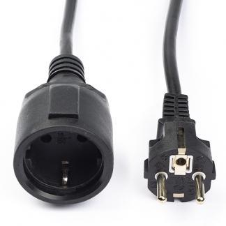 Verlengsnoer | 2 meter (3x 1.50 mm², Zwart), Doe-het-zelf en Verbouw, Elektra en Kabels, Nieuw, Verzenden