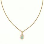 Halsketting - 18 karaat Geel goud Opaal - Diamant, Sieraden, Tassen en Uiterlijk, Kettingen, Nieuw
