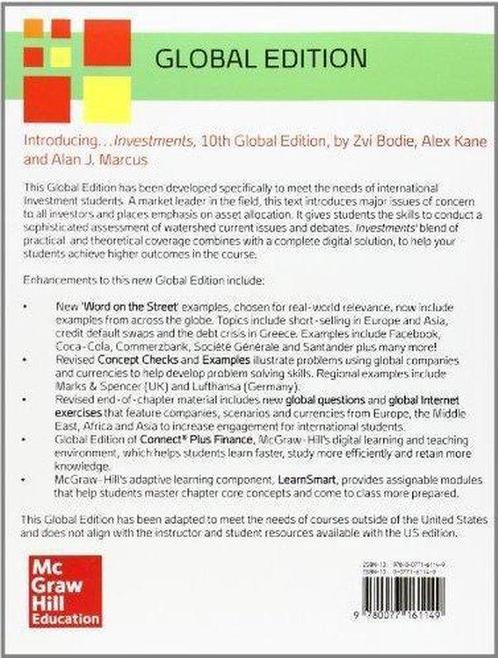 Investments Global Edition 9780077161149 Alan Marcus, Boeken, Taal | Engels, Zo goed als nieuw, Verzenden