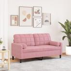 vidaXL Tweezitsbank met sierkussens 140 cm fluweel roze, Verzenden, Nieuw, Tweepersoons, Stof