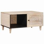 vidaXL Salontafel met plank Beige 80 x 50 x 40 cm massief, Huis en Inrichting, Tafels | Salontafels, Verzenden, Nieuw, 50 tot 100 cm