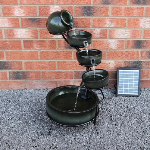 Tuinfontein - Zonne-energie - Groen - 4 etages - 2.8 W/8 V -, Tuin en Terras, Waterpartijen en Fonteinen, Verzenden