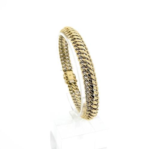 Gouden Franse gourmet schakel armband | 20 cm, Sieraden, Tassen en Uiterlijk, Armbanden, Overige kleuren, Gebruikt, Goud, Ophalen of Verzenden