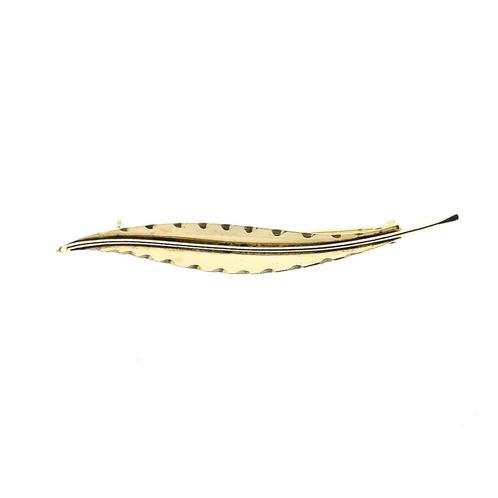 Gouden veer broche | Vintage (gouden broche, geelgoud), Sieraden, Tassen en Uiterlijk, Broches, Overige kleuren, Gebruikt, Goud