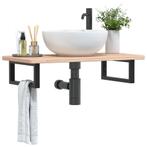 vidaXL Badkamer wandschap staal en massief eikenhout, Verzenden, Nieuw