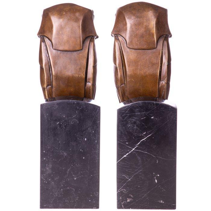 Figuur - Art Deco Bronzefiguren Buchstützen Set / 2 Eulen, Antiek en Kunst, Curiosa en Brocante