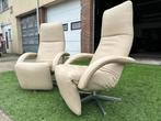 Jori Yoga JR-3390 design relax fauteuils stoelen beige leer, Huis en Inrichting, Banken | Bankstellen, Hout, Zo goed als nieuw
