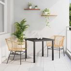 vidaXL Tuin Eetset 3 pcs Bruin poly rattan, Verzenden, Nieuw, Rotan