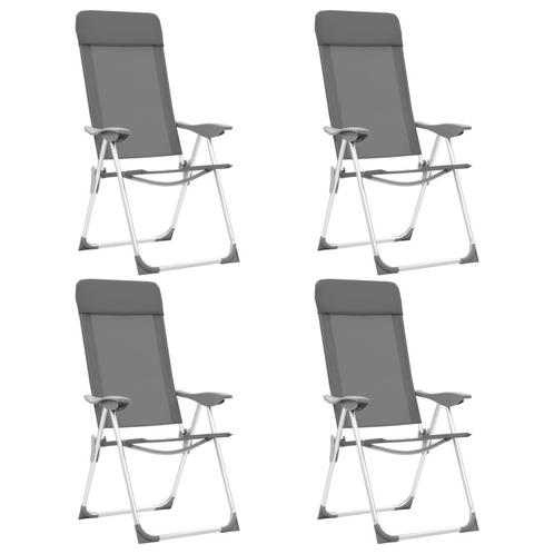 vidaXL Campingstoelen 4 st inklapbaar aluminium grijs, Caravans en Kamperen, Kampeermeubelen, Nieuw, Verzenden