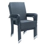 Polyrotan Tuinstoelen Yoro - 4-delig - Zwart - Stapelbaar, Tuin en Terras, Tuinstoelen, Verzenden, Nieuw