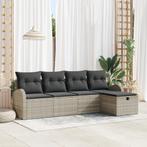 vidaXL 5-delige Tuinbankenset met kussen poly rattan, Verzenden, Nieuw, Rotan