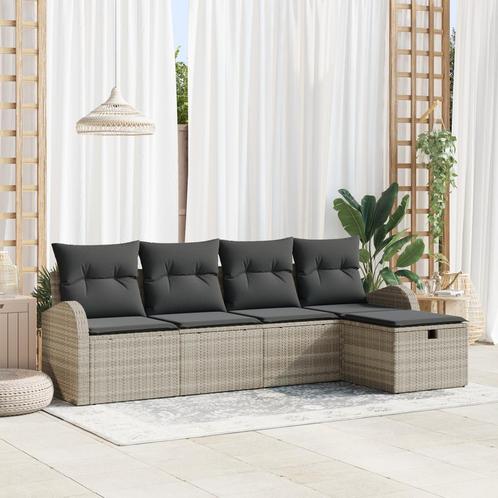 vidaXL 5-delige Tuinbankenset met kussen poly rattan, Tuin en Terras, Tuinsets en Loungesets, Nieuw, Rotan, Verzenden