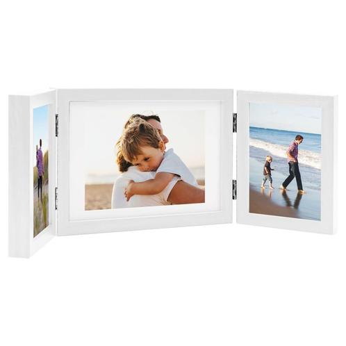 vidaXL Fotolijst drieluik 22x15 cm+2x(10x15 cm) wit, Audio, Tv en Foto, Fotografie | Fotolijsten, Nieuw, Verzenden