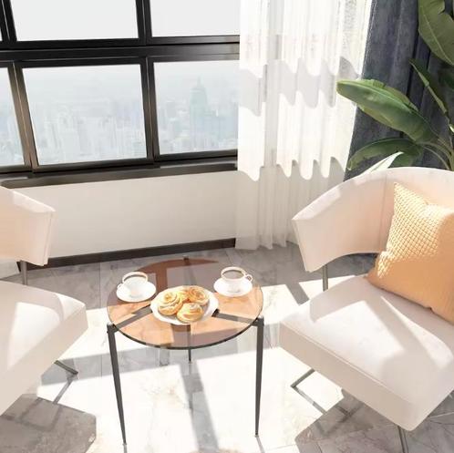 Glazen bijzettafel rond Ø50 cm – met metalen poten, Huis en Inrichting, Tafels | Salontafels, Nieuw, Verzenden