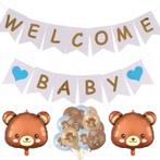 15-delige set Welcome Baby Boy met slingers en beren ballonn, Nieuw, Versiering, Geboorte of Huwelijk, Verzenden