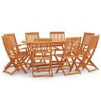 vidaXL 9-delige Tuinset inklapbaar massief eucalyptushout, Tuin en Terras, Verzenden, Nieuw, 8 zitplaatsen, Tuinset