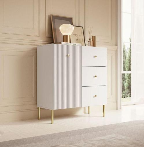 Meubella Dressoir Vermont Wit 90 cm, Huis en Inrichting, Kasten | Dressoirs, 25 tot 50 cm, Nieuw, 50 tot 100 cm, Verzenden