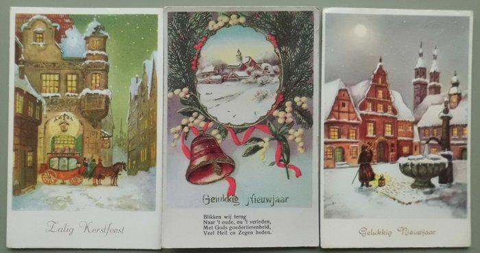 Oude kerstkaarten - kleinformaat kerst, kerstmis, nieuwjaar,, Verzamelen, Ansichtkaarten | Buitenland