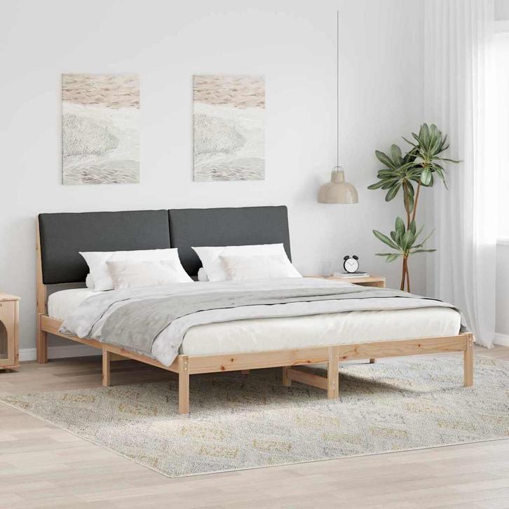 vidaXL Bedframe Bruin en donkergrijs 180 x 200 cm Massief, Huis en Inrichting, Slaapkamer | Bedden, Bruin, Nieuw, Hout, Verzenden