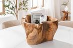 Unieke schaal FLOWERS 45cm naturel teakhout gemaakt van, Ophalen of Verzenden, Nieuw